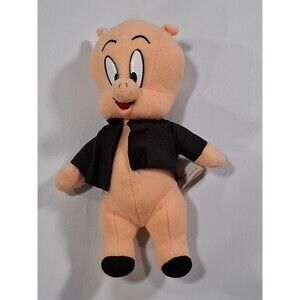 Vintage 1995 Looney Tunes Porky Pig 9" Plush With Black Jacket Ace Novelty
